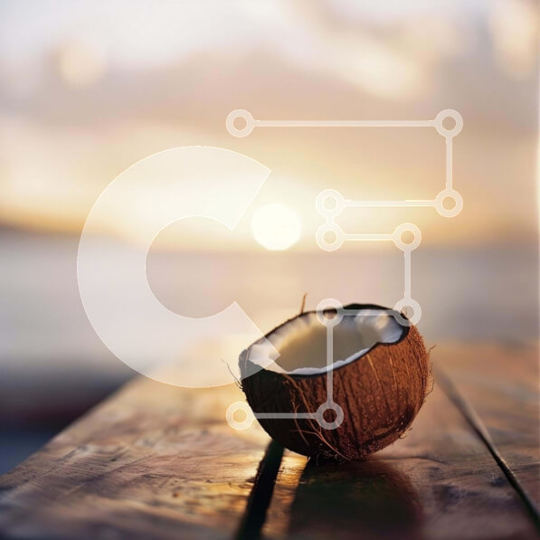 Intra Συλλεκτικό Ξύλινο Παζλ Plywood  4mm - Άγουρη καρύδα σε ξύλινο τραπέζι στο ηλιοβασίλεμα Σε Ξύλινο Κουτί - Διαστάσεις: 10x10 cm – 25 κομμάτια