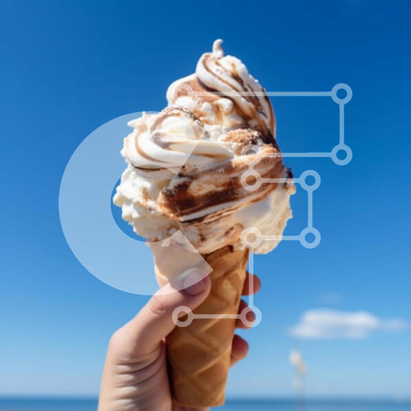 Intra Συλλεκτικό Ξύλινο Παζλ Plywood  4mm - Παγωτό χωνάκι στην παραλία Σε Ξύλινο Κουτί - Διαστάσεις: 10x10 cm – 25 κομμάτια