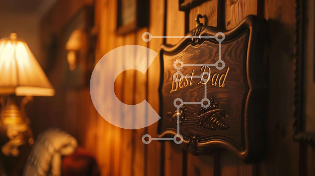 Intra Συλλεκτικό Ξύλινο Παζλ Plywood  4mm - Καλαίσθητο δωμάτιο με πινακίδα «Best Dad» και οικογενειακά πορτρέτα Σε Ξύλινο Κουτί - Διαστάσεις Puzzle: 10x10 cm – 25 κομμάτια