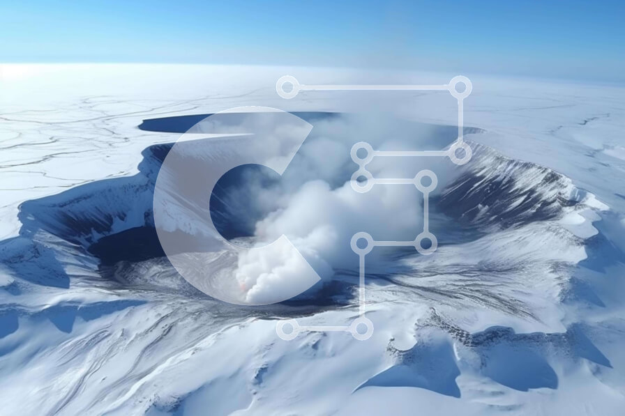 Intra Συλλεκτικό Ξύλινο Παζλ Plywood  4mm - Εναέρια άποψη του κρατήρα ενεργού ηφαιστείου Σε Ξύλινο Κουτί - Διαστάσεις: 10x10 cm – 25 κομμάτια