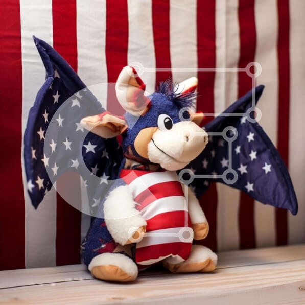 Intra Συλλεκτικό Ξύλινο Παζλ Plywood  4mm - Πατριωτικό γεμιστό ζώο σε ξύλινο ράφι Σε Ξύλινο Κουτί - Διαστάσεις Puzzle: 10x10 cm – 25 κομμάτια