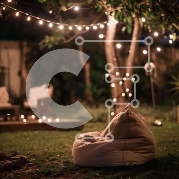 Intra Συλλεκτικό Ξύλινο Παζλ Plywood  4mm - Καρέκλα Bean Bag in Puzzle 10x10 cm – 25 κομμ με θεμα  Nature-Φύση με String Lights Σε Ξύλινο Κουτί - Διαστάσεις: 10x10 cm – 25 κομμάτια