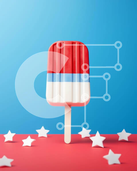 Intra Συλλεκτικό Ξύλινο Παζλ Plywood  4mm - Πατριωτικό παγωτό Popsicle σε πορτοκαλί φόντο Σε Ξύλινο Κουτί - Διαστάσεις Puzzle: 10x10 cm – 25 κομμάτια