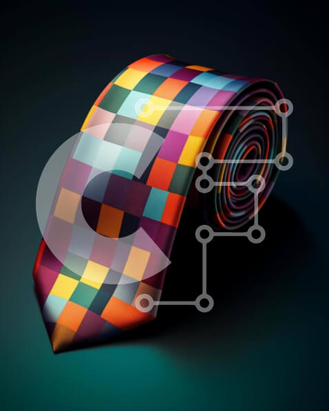 Intra Συλλεκτικό Ξύλινο Παζλ Plywood  4mm - Πολύχρωμη γραβάτα με τετράγωνο σχέδιο Σε Ξύλινο Κουτί - Διαστάσεις Puzzle: 10x10 cm – 25 κομμάτια