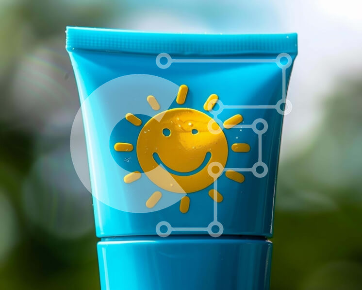 Σετ των 2 Intra Συλλεκτικό Ξύλινο Παζλ Plywood  4mm - Μπλε αντηλιακό σωληνάριο με χαμογελαστό πρόσωπο και σύμβολο ήλιου Σε Ξύλινο Κουτί - Διαστάσεις: 10x10 cm – 25 κομμάτια