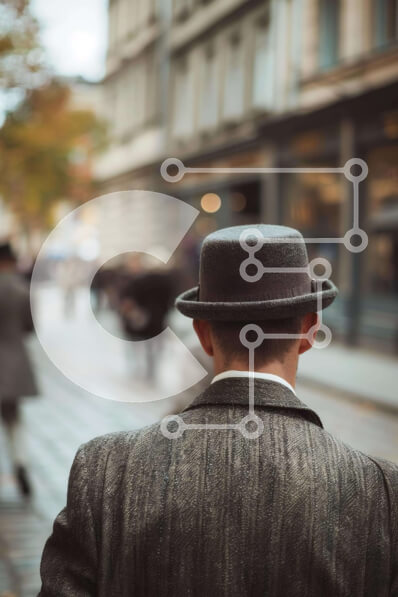 Intra Συλλεκτικό Ξύλινο Παζλ Plywood  4mm - Άνδρας που περπατά στο δρόμο Σε Ξύλινο Κουτί - Διαστάσεις Puzzle: 10x10 cm – 25 κομμάτια