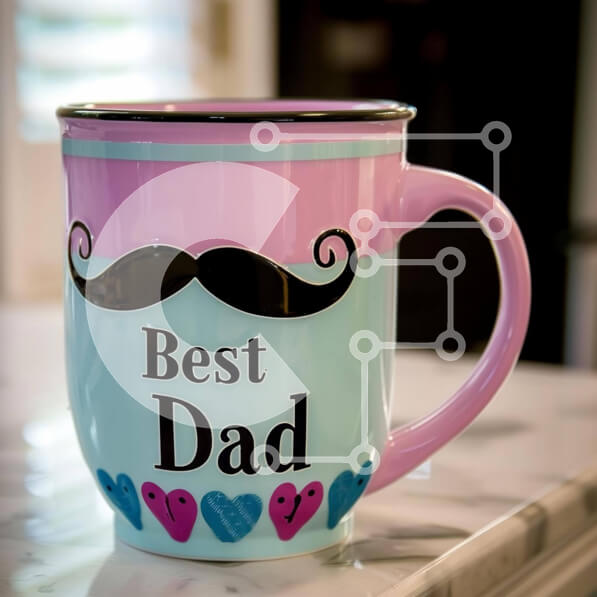 Intra Συλλεκτικό Ξύλινο Παζλ Plywood  4mm - Καλύτερη κούπα καφέ Dad με καρδιές Σε Ξύλινο Κουτί - Διαστάσεις Puzzle: 10x10 cm – 25 κομμάτια