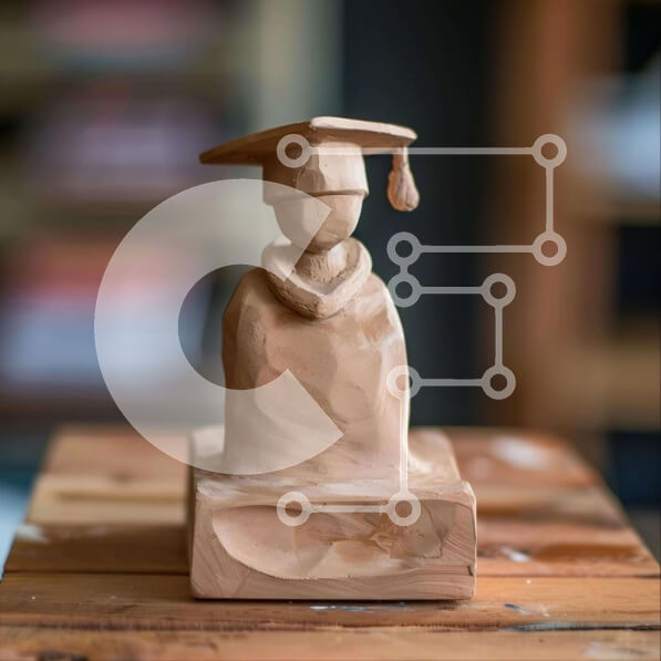 Intra Συλλεκτικό Ξύλινο Παζλ Plywood  4mm - Ξύλινο άγαλμα ηλικιωμένου άνδρα με ενδυμασία αποφοίτησης Σε Ξύλινο Κουτί - Διαστάσεις Puzzle: 10x10 cm – 25 κομμάτια