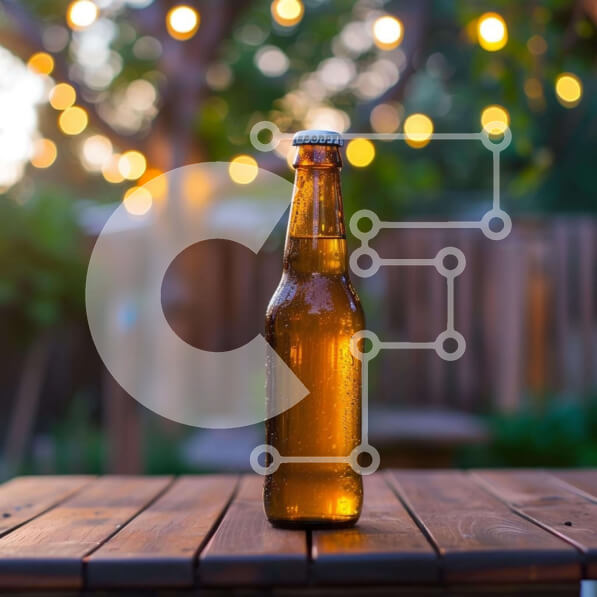 Σετ των 2 Intra Συλλεκτικό Ξύλινο Παζλ Plywood  4mm - Μπουκάλι μπύρας σε ξύλινο τραπέζι Σε Ξύλινο Κουτί - Διαστάσεις: 10x10 cm – 25 κομμάτια