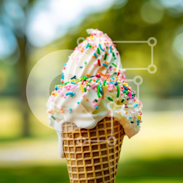 Σετ των 2 Intra Συλλεκτικό Ξύλινο Παζλ Plywood  4mm - Παγωτό χωνάκι βάφλας με πολύχρωμα ψεκάσματα Σε Ξύλινο Κουτί - Διαστάσεις: 10x10 cm – 25 κομμάτια