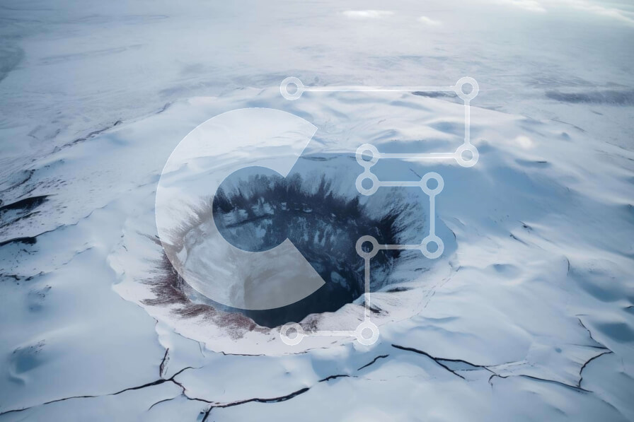 Intra Συλλεκτικό Ξύλινο Παζλ Plywood  4mm - Αεροφωτογραφία μιας χιονισμένης τρύπας Σε Ξύλινο Κουτί - Διαστάσεις: 10x10 cm – 25 κομμάτια