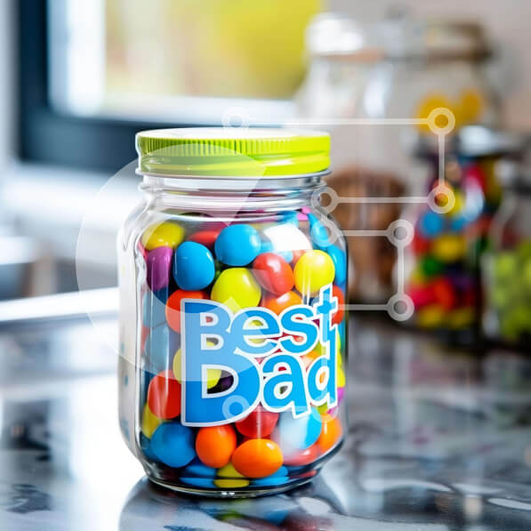 Intra Συλλεκτικό Ξύλινο Παζλ Plywood  4mm - Καλύτερο γυάλινο βάζο Dad με πολύχρωμες καραμέλες Σε Ξύλινο Κουτί - Διαστάσεις Puzzle: 10x10 cm – 25 κομμάτια