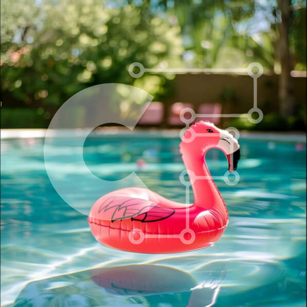 Intra Συλλεκτικό Ξύλινο Παζλ Plywood  4mm - Ροζ Φλαμίνγκο στην πισίνα Σε Ξύλινο Κουτί - Διαστάσεις: 10x10 cm – 25 κομμάτια