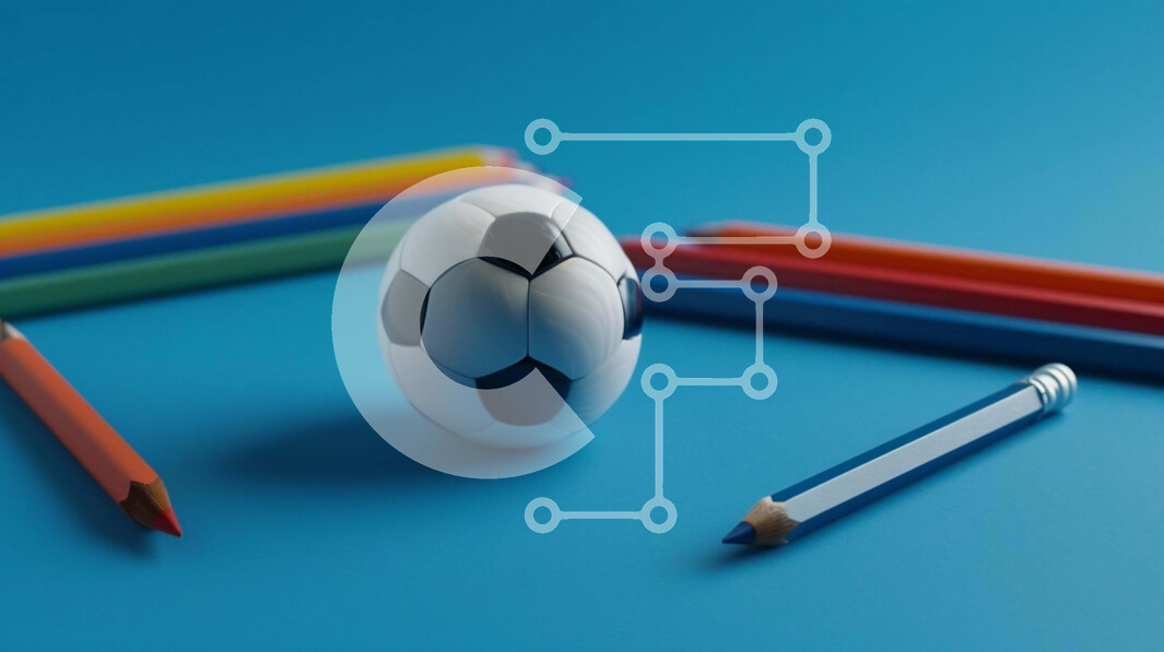 Intra Συλλεκτικό Ξύλινο Παζλ Plywood  4mm - Μπάλα ποδοσφαίρου ανάμεσα σε χρωματιστά μολύβια Σε Ξύλινο Κουτί - Διαστάσεις: 10x10 cm – 25 κομμάτια