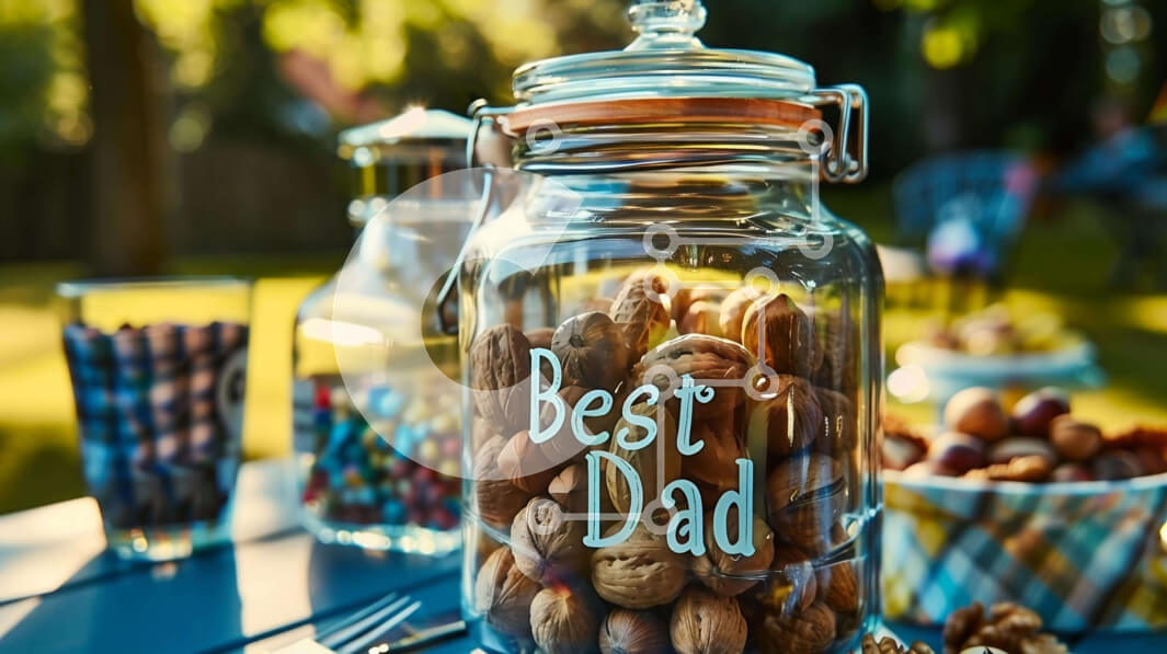 Σετ των 2 Intra Συλλεκτικό Ξύλινο Παζλ Plywood  4mm - Γυάλινο βάζο με ξηρούς καρπούς σε τραπέζι εξωτερικού χώρου Σε Ξύλινο Κουτί - Διαστάσεις: 10x10 cm – 25 κομμάτια