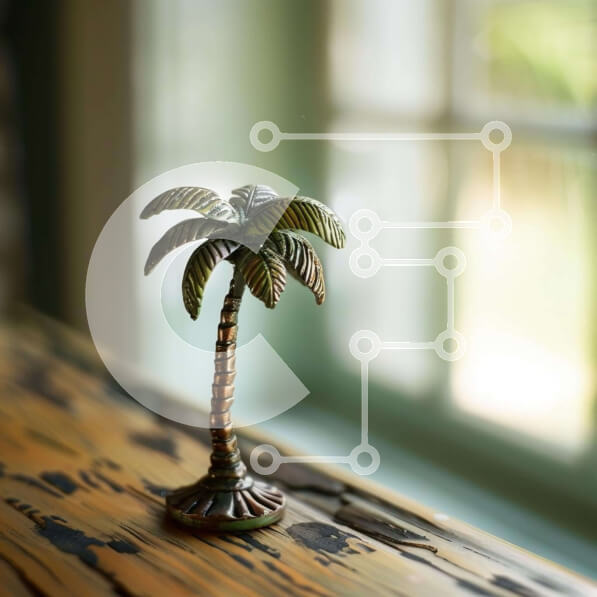 Intra Συλλεκτικό Ξύλινο Παζλ Plywood  4mm - Μικρός φοίνικας σε παλιό ξύλινο τραπέζι Σε Ξύλινο Κουτί - Διαστάσεις: 10x10 cm – 25 κομμάτια