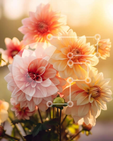 Intra Συλλεκτικό Ξύλινο Παζλ Plywood  4mm - Ζωντανό μπουκέτο με ροζ και κίτρινα λουλούδια ντάλιας Σε Ξύλινο Κουτί - Διαστάσεις: 10x10 cm – 25 κομμάτια