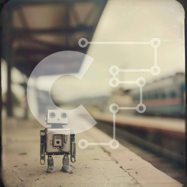 Intra Συλλεκτικό Ξύλινο Παζλ Plywood  4mm - Παιχνίδι ρομπότ σε πολυσύχναστες γραμμές τρένου Σε Ξύλινο Κουτί - Διαστάσεις Puzzle: 10x10 cm – 25 κομμάτια