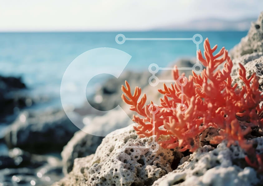 Intra Συλλεκτικό Ξύλινο Παζλ Plywood  4mm - Orange Plant on Rock by the Ocean Σε Ξύλινο Κουτί - Διαστάσεις: 10x10 cm – 25 κομμάτια