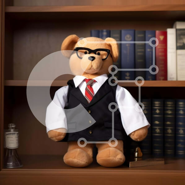 Intra Συλλεκτικό Ξύλινο Παζλ Plywood  4mm - Δικηγόρος Teddy Bear μπροστά από ράφια Σε Ξύλινο Κουτί - Διαστάσεις Puzzle: 10x10 cm – 25 κομμάτια