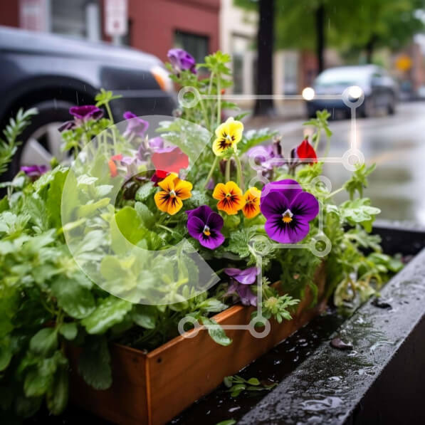 Intra Συλλεκτικό Ξύλινο Παζλ Plywood  4mm - Πολύχρωμα λουλούδια  Σε Ξύλινο Κουτί κάτω από τη βροχή Σε Ξύλινο Κουτί - Διαστάσεις: 10x10 cm – 25 κομμάτια