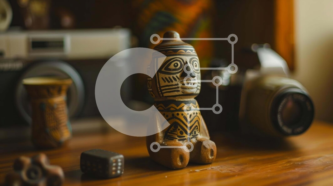 Intra Συλλεκτικό Ξύλινο Παζλ Plywood  4mm - Ξύλινο ειδώλιο παιχνιδιών και κάμερες στο τραπέζι Σε Ξύλινο Κουτί - Διαστάσεις: 10x10 cm – 25 κομμάτια