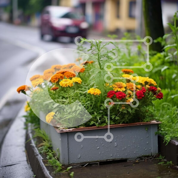 Intra Συλλεκτικό Ξύλινο Παζλ Plywood  4mm - Πολύχρωμο κουτί λουλουδιών στην Urban Street Σε Ξύλινο Κουτί - Διαστάσεις: 10x10 cm – 25 κομμάτια