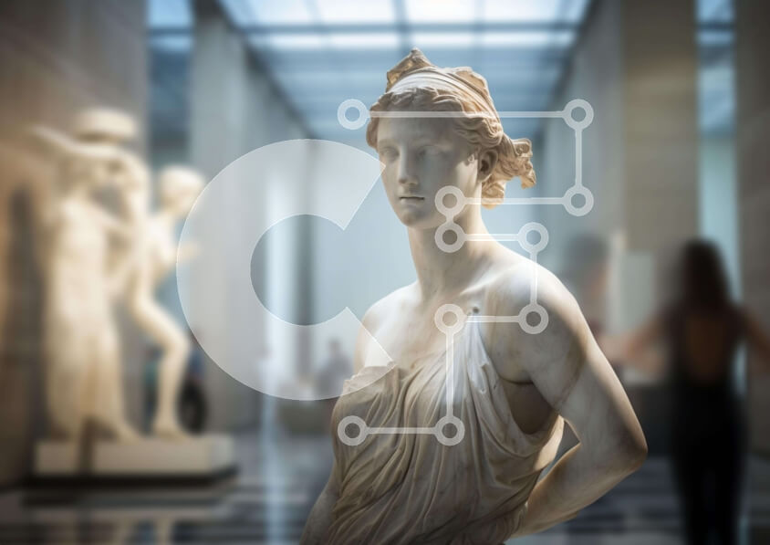 Intra Συλλεκτικό Ξύλινο Παζλ Plywood  4mm - Άγαλμα της αρχαίας ελληνικής θεάς στο δωμάτιο με γυναίκα Σε Ξύλινο Κουτί - Διαστάσεις Puzzle: 10x10 cm – 25 κομμάτια