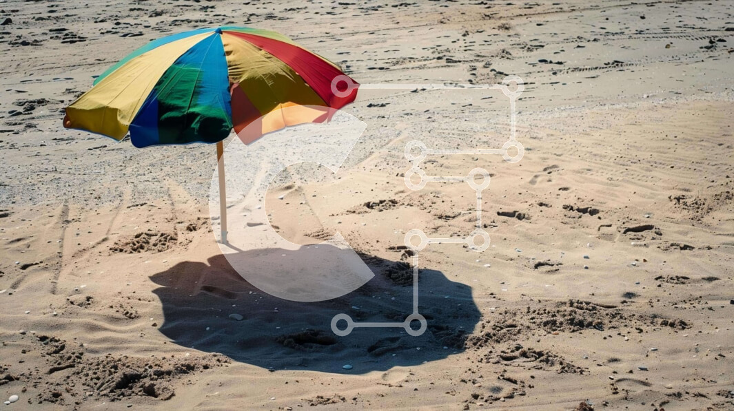 Intra Συλλεκτικό Ξύλινο Παζλ Plywood  4mm - Πολύχρωμη ομπρέλα παραλίας Σε Ξύλινο Κουτί - Διαστάσεις: 10x10 cm – 25 κομμάτια