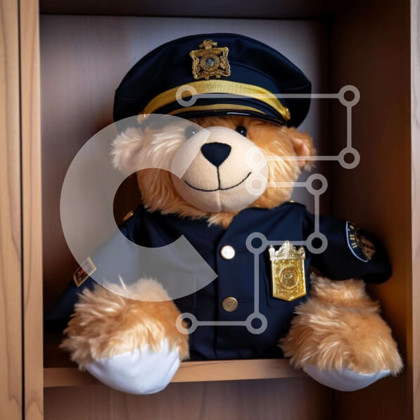 Intra Συλλεκτικό Ξύλινο Παζλ Plywood  4mm - Αρκουδάκι με στολή αξιωματικού στα ράφια Σε Ξύλινο Κουτί - Διαστάσεις: 10x10 cm – 25 κομμάτια