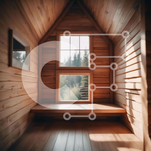 Intra Συλλεκτικό Ξύλινο Παζλ Plywood  4mm - Εσωτερικό Ξύλινης Καμπίνας με Πάγκο και Παράθυρα Σε Ξύλινο Κουτί - Διαστάσεις Puzzle: 10x10 cm – 25 κομμάτια