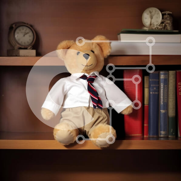 Intra Συλλεκτικό Ξύλινο Παζλ Plywood  4mm - Teddy Bear σε ράφια με πουκάμισο και γραβάτα Σε Ξύλινο Κουτί - Διαστάσεις: 10x10 cm – 25 κομμάτια