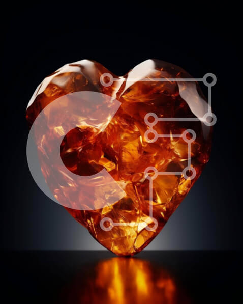 Intra Συλλεκτικό Ξύλινο Παζλ Plywood  4mm - Πορτοκαλί πολύτιμος λίθος σε σχήμα καρδιάς Σε Ξύλινο Κουτί - Διαστάσεις Puzzle: 10x10 cm – 25 κομμάτια