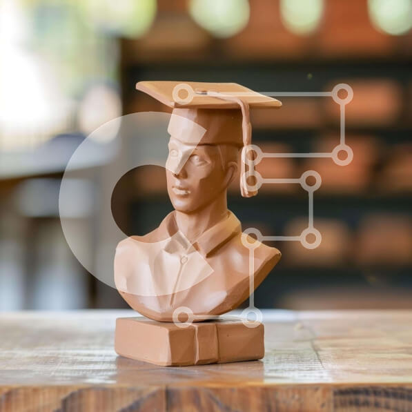 Intra Συλλεκτικό Ξύλινο Παζλ Plywood  4mm - Κεραμικό γλυπτό προτομής με καπάκι αποφοίτησης Σε Ξύλινο Κουτί - Διαστάσεις Puzzle: 10x10 cm – 25 κομμάτια