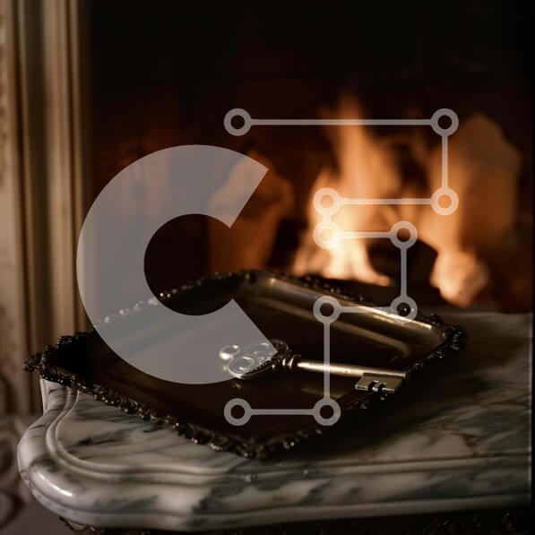 Intra Συλλεκτικό Ξύλινο Παζλ Plywood  4mm - Κλειδί στο δίσκο από μαρμάρινο τραπέζι κοντά στο τζάκι Σε Ξύλινο Κουτί - Διαστάσεις Puzzle: 10x10 cm – 25 κομμάτια