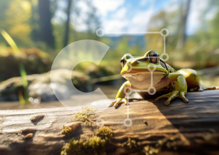 Intra Συλλεκτικό Ξύλινο Παζλ Plywood  4mm - Πράσινος βάτραχος σε ξύλινο κούτσουρο Σε Ξύλινο Κουτί - Διαστάσεις: 10x10 cm – 25 κομμάτια