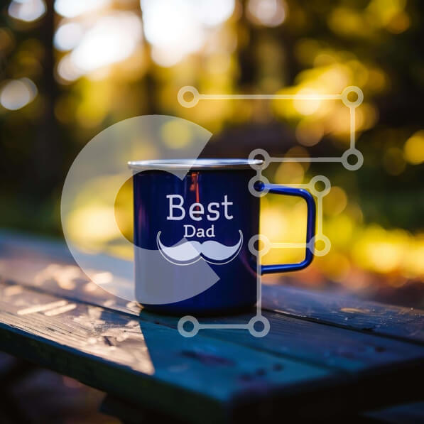 Intra Συλλεκτικό Ξύλινο Παζλ Plywood  4mm - Καλύτερη κούπα καφέ Dad Blue Σε Ξύλινο Κουτί - Διαστάσεις Puzzle: 10x10 cm – 25 κομμάτια