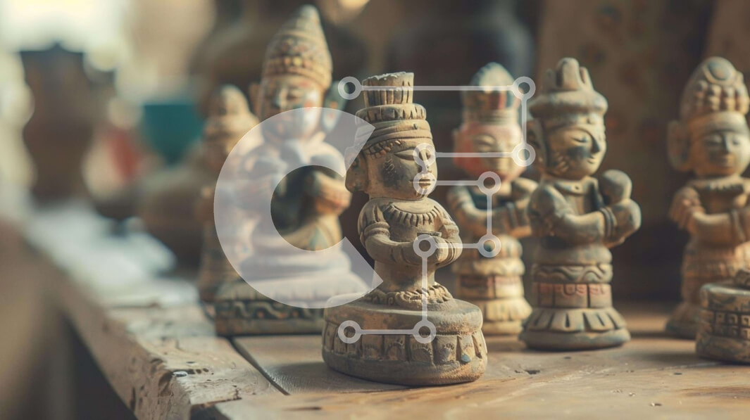 Intra Συλλεκτικό Ξύλινο Παζλ Plywood  4mm - Ξύλινα ειδώλια που εμφανίζονται σε ένα τραπέζι Σε Ξύλινο Κουτί - Διαστάσεις: 10x10 cm – 25 κομμάτια