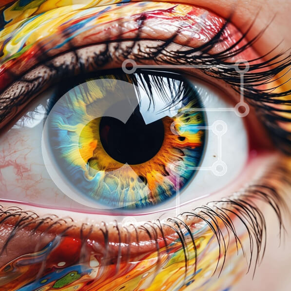 Σετ των 2 Intra Συλλεκτικό Ξύλινο Παζλ Plywood  4mm - Γυναικείο μάτι με πολύχρωμη μπογιά Σε Ξύλινο Κουτί - Διαστάσεις: 10x10 cm – 25 κομμάτια