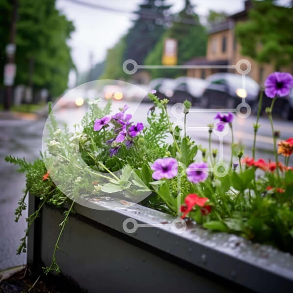 Intra Συλλεκτικό Ξύλινο Παζλ Plywood  4mm - Πολύχρωμο παρτέρι με αυτοκίνητα και ανθρώπους Σε Ξύλινο Κουτί - Διαστάσεις: 10x10 cm – 25 κομμάτια