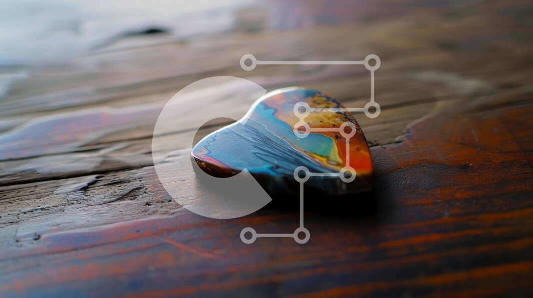 Intra Συλλεκτικό Ξύλινο Παζλ Plywood  4mm - Πολύχρωμο κόσμημα σε σχήμα καρδιάς σε παλιό ξύλινο τραπέζι Σε Ξύλινο Κουτί - Διαστάσεις Puzzle: 10x10 cm – 25 κομμάτια