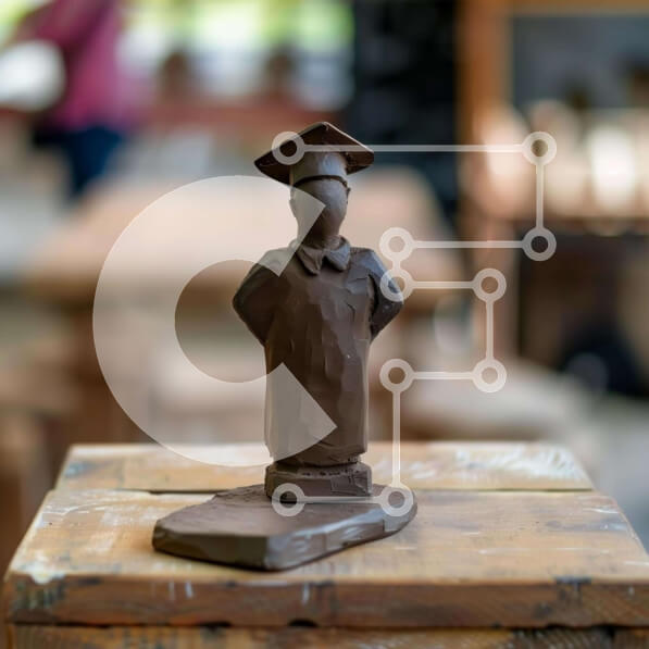 Intra Συλλεκτικό Ξύλινο Παζλ Plywood  4mm - Μικρό ειδώλιο αποφοίτησης σε ξύλινο τραπέζι Σε Ξύλινο Κουτί - Διαστάσεις: 10x10 cm – 25 κομμάτια