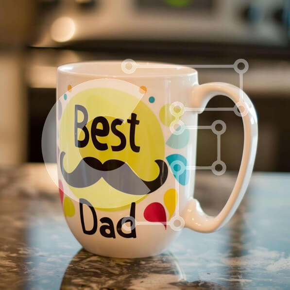 Intra Συλλεκτικό Ξύλινο Παζλ Plywood  4mm - Η καλύτερη κούπα καφέ Dad στον πάγκο Island Σε Ξύλινο Κουτί - Διαστάσεις Puzzle: 10x10 cm – 25 κομμάτια