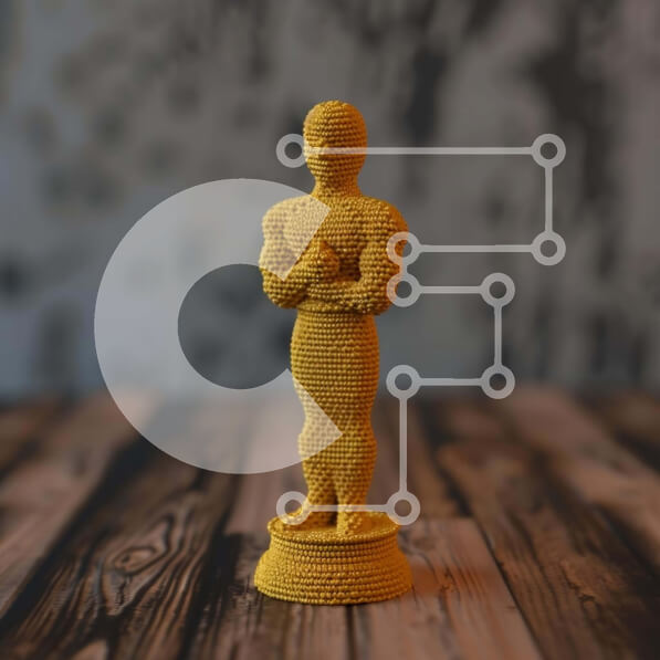 Intra Συλλεκτικό Ξύλινο Παζλ Plywood  4mm - Κίτρινο άγαλμα Όσκαρ Lego Σε Ξύλινο Κουτί - Διαστάσεις: 10x10 cm – 25 κομμάτια