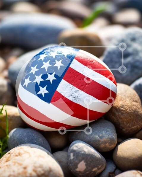 Intra Συλλεκτικό Ξύλινο Παζλ Plywood  4mm - Πατριωτικό ροκ με σχέδιο αμερικανικής σημαίας Σε Ξύλινο Κουτί - Διαστάσεις Puzzle: 10x10 cm – 25 κομμάτια