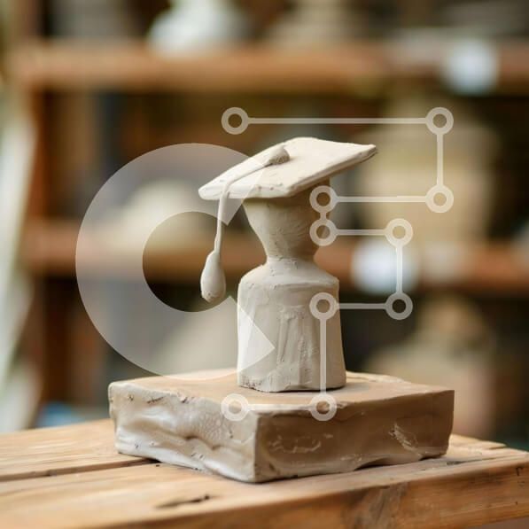 Intra Συλλεκτικό Ξύλινο Παζλ Plywood  4mm - Κεραμικό γλυπτό με καπάκι αποφοίτησης στο κουτί Σε Ξύλινο Κουτί - Διαστάσεις: 10x10 cm – 25 κομμάτια