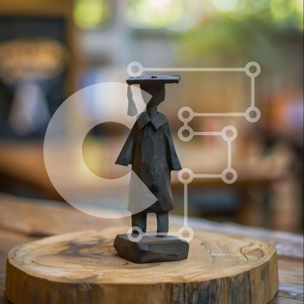 Intra Συλλεκτικό Ξύλινο Παζλ Plywood  4mm - Ειδώλιο αποφοίτησης σε ξύλινη επιφάνεια με βιβλία Σε Ξύλινο Κουτί - Διαστάσεις Puzzle: 10x10 cm – 25 κομμάτια