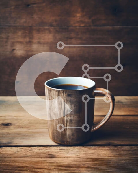 Σετ των 2 Intra Συλλεκτικό Ξύλινο Παζλ Plywood  4mm - Φλιτζάνι καφέ σε παλιό ξύλινο τραπέζι Σε Ξύλινο Κουτί - Διαστάσεις: 10x10 cm – 25 κομμάτια