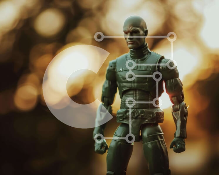 Intra Συλλεκτικό Ξύλινο Παζλ Plywood  4mm - Μαύρη και πράσινη φιγούρα δράσης που στέκεται στο προσκήνιο Σε Ξύλινο Κουτί - Διαστάσεις: 10x10 cm – 25 κομμάτια