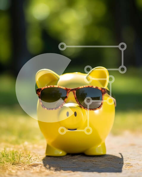 Intra Συλλεκτικό Ξύλινο Παζλ Plywood  4mm - Κίτρινος κουμπαράς με γυαλιά ηλίου και δέντρα Σε Ξύλινο Κουτί - Διαστάσεις: 10x10 cm – 25 κομμάτια